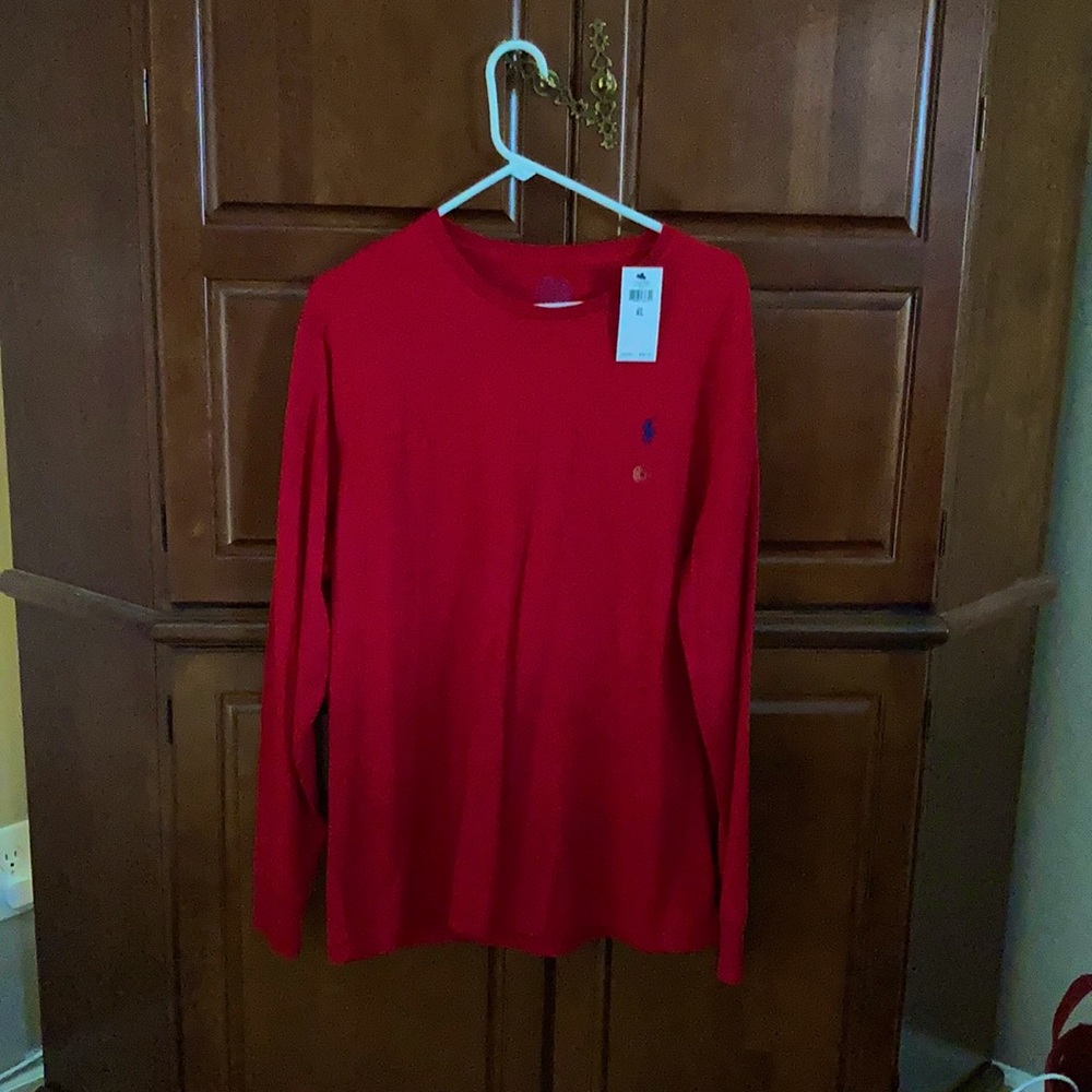 Classic Red custom slim fit polo long sleeve shirt
